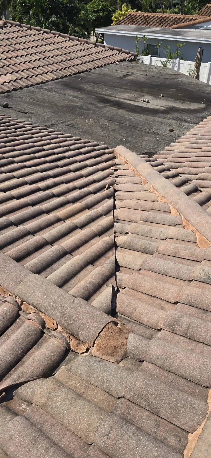 Roof surface protected with membrane ready to reinstall tiles