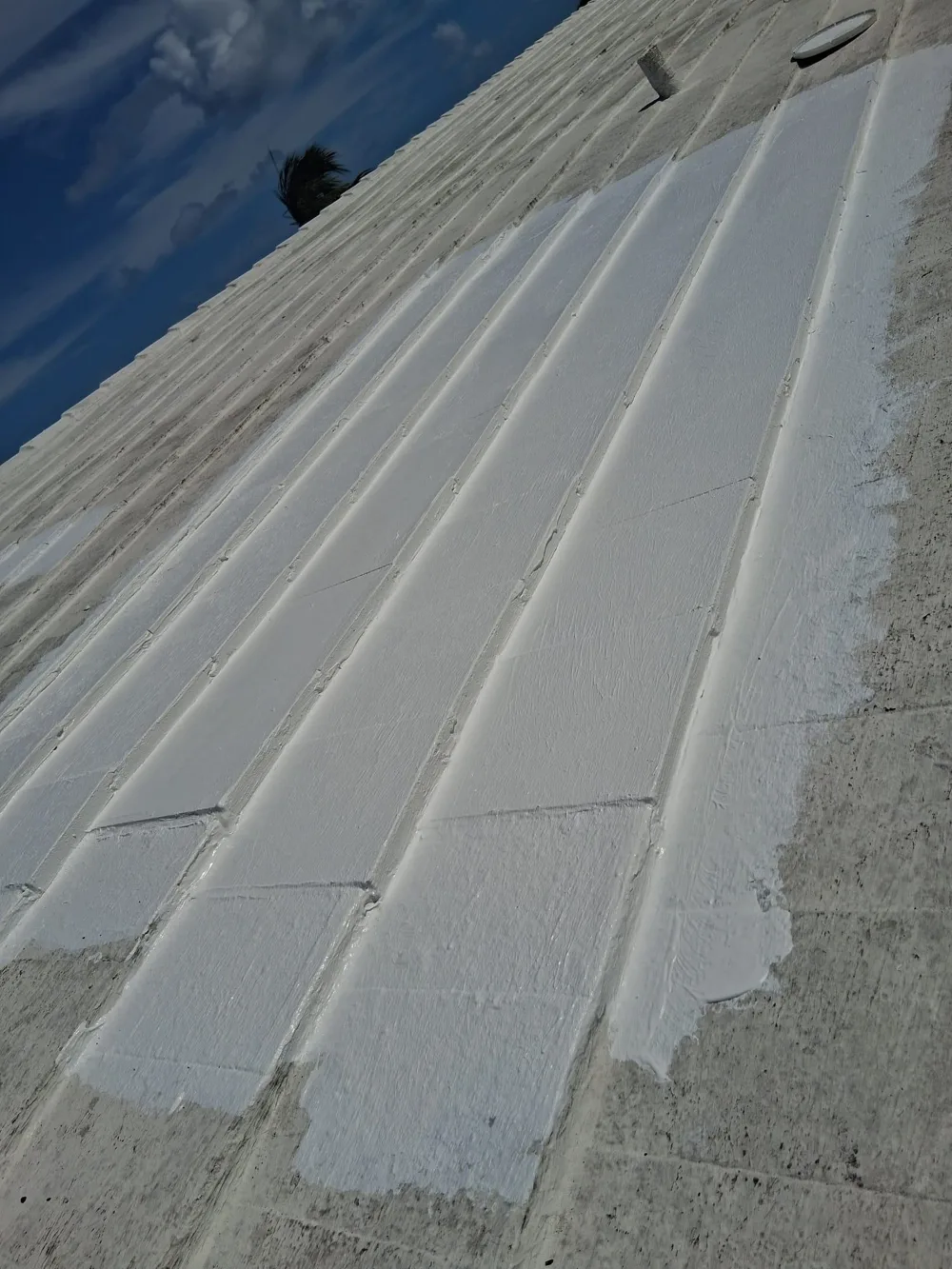 Flat roof with the finished waterproofed surface
